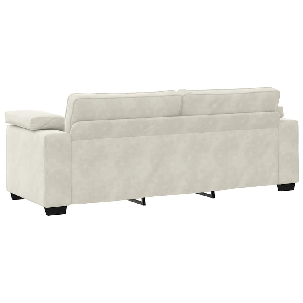 Set di Divani 3 pz con Cuscini Crema in Velluto