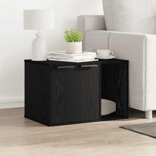 Recinto Lettiera Gatti Rovere Nero 60x40x40 cm in Truciolato