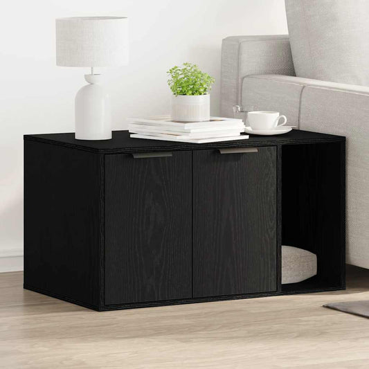 Recinto Lettiera per Gatti Rovere Nero 80x50x45 cm Truciolato