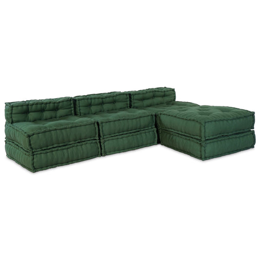 Pouff Modulari vidaXL 4 pz in Tessuto Verde