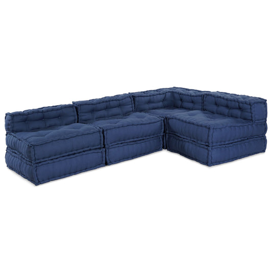 Set di 4 Pouf Modulari vidaXL in Tessuto Indigo