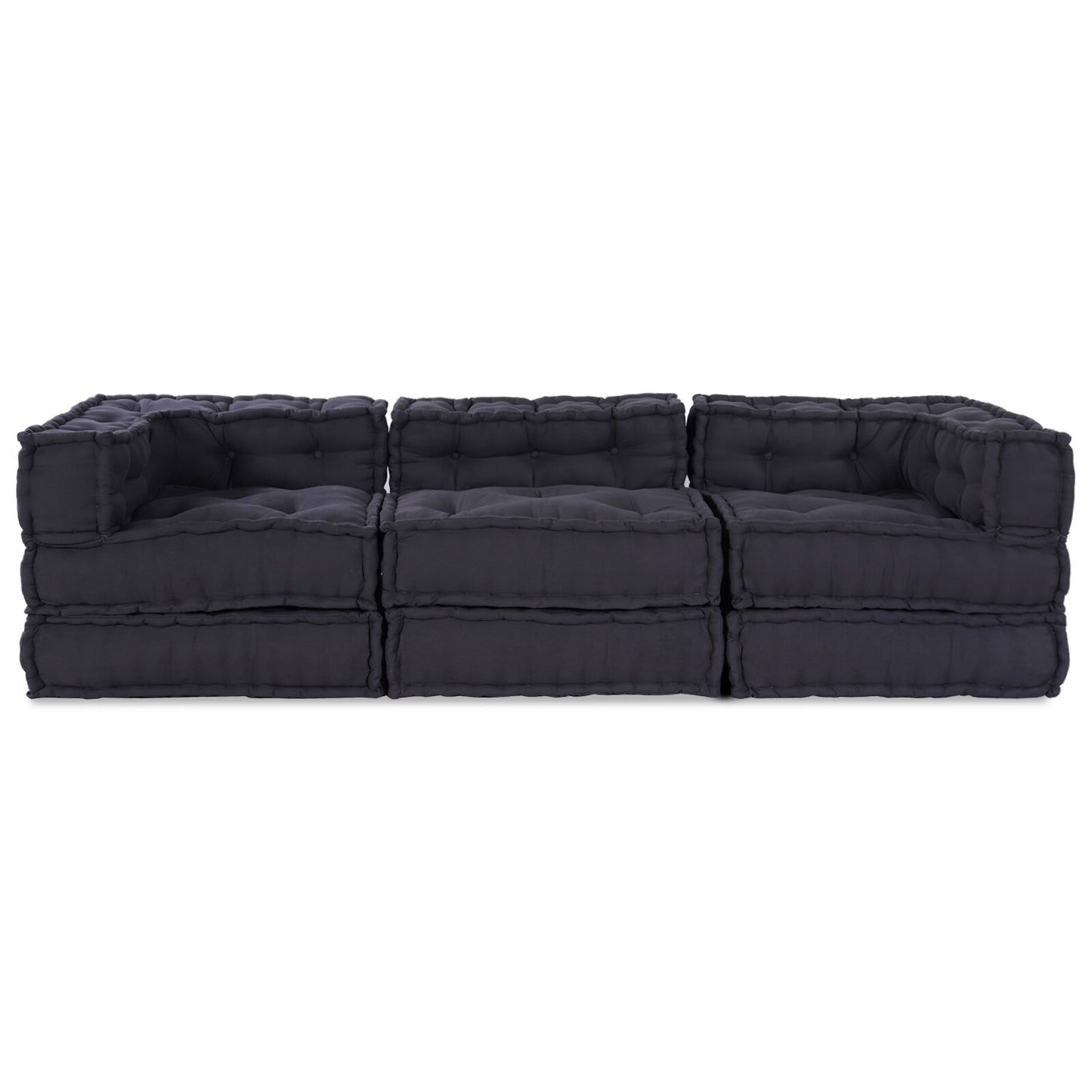 Pouf Modulari vidaXL 3 pz in Tessuto Antracite