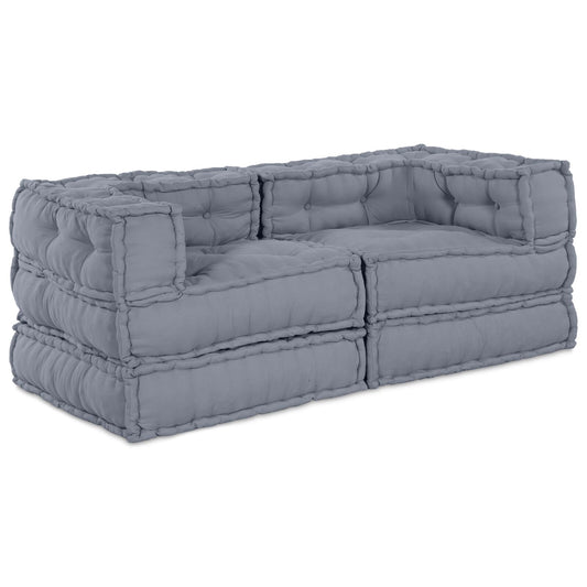 Pouf Modulari vidaXL 2 pezzi Grigio Tessuto