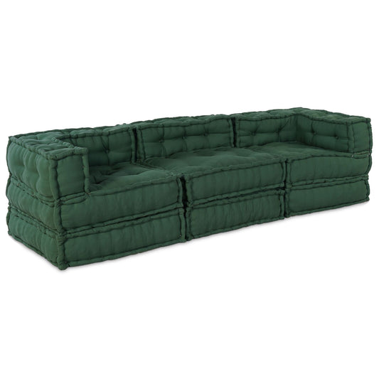 Pouf Modulari vidaXL 3 pz Verde in Tessuto