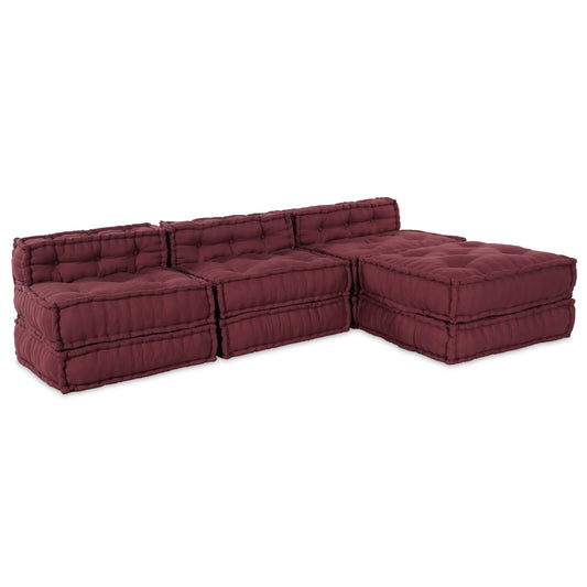 Pouf modulare vitaXL 4 pezzi in tessuto Borgogna