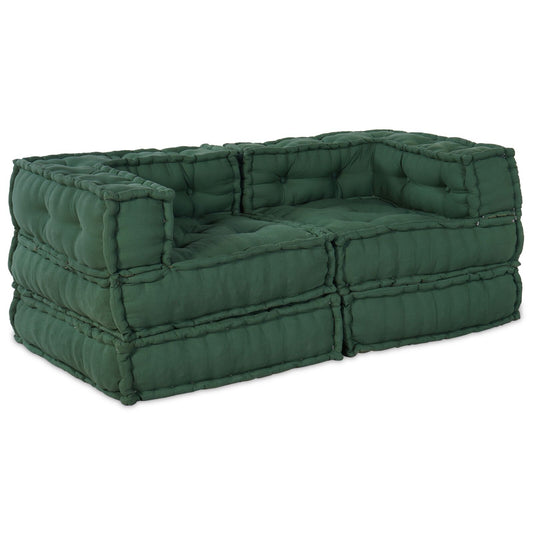 Pouff modulari vidaXL 2 pezzi in tessuto verde