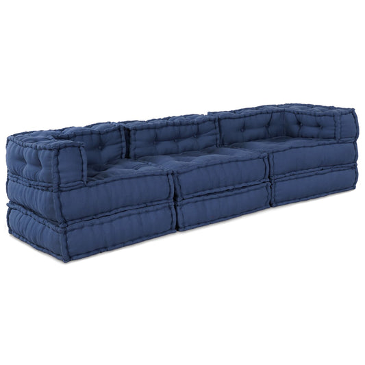 Pouff Modulari vidaXL 3 pezzi in Tessuto Indigo