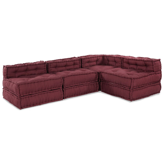 Pouf Modulari vidaXL 4 pezzi in Tessuto Borgogna