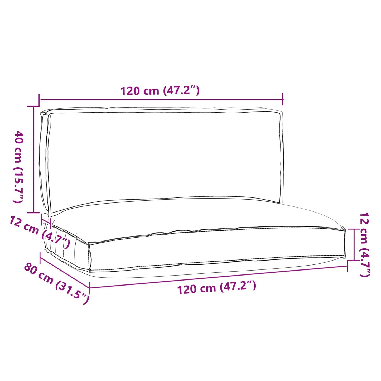 Set di Cuscini per Pallet  2 Pezzi Panna Cotone