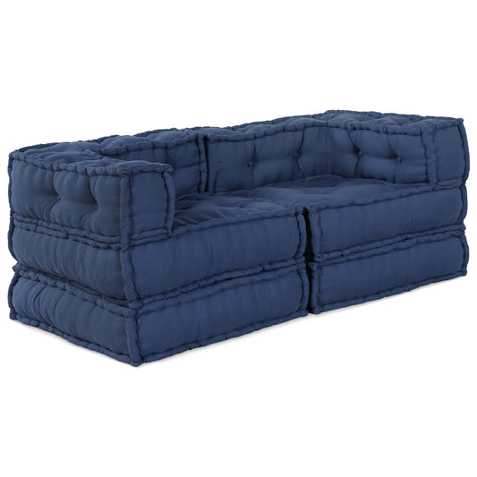 Pouf Modulari 2 pz in Tessuto Indigo di vidaXL