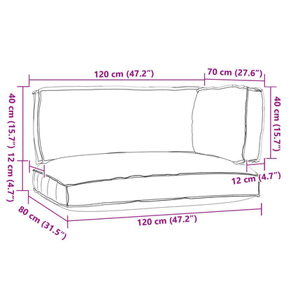 Set di Cuscini per Pallet  Set di 3 Grigio Poliestere Standard