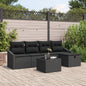 Set Divano Giardino da 6 Pezzi con Cuscini in Polyrattan Nero