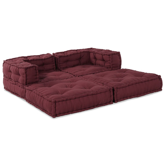 Pouf Modulari vidaXL 2 pz in tessuto Borgogna