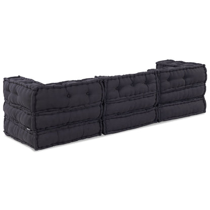 Pouf Modulari vidaXL 3 pz in Tessuto Antracite