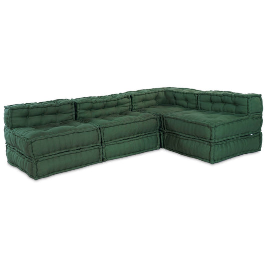 Pouf modulari vidaXL 4 pz Verde in tessuto