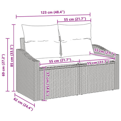 Set Divano Giardino da 6 Pezzi con Cuscini in Polyrattan Nero