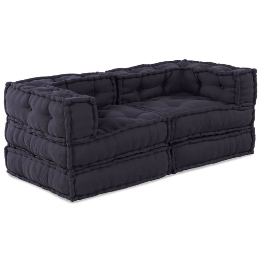 Pouff modulari vidaXL 2 pezzi in tessuto antracite