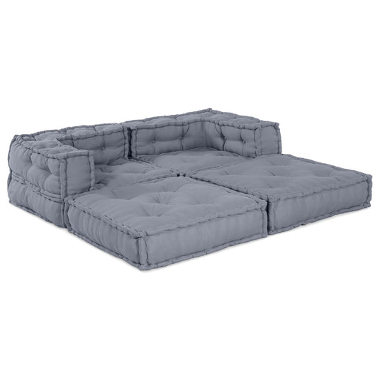 Pouf Modulari vidaXL 2 pezzi Grigio Tessuto